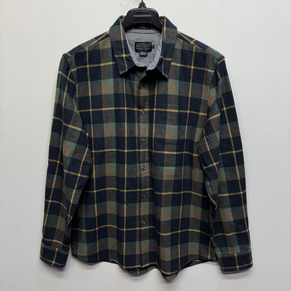 Pendleton Men 100% Wool Flannel Lodge Shirt Size XL X-Large Plaid D101 -3